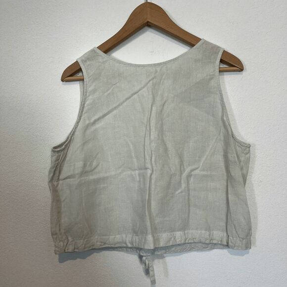 Esby Sea Salt Beige Poppy Sleeveless Wrap Surplice Top Women's Size Large - Picture 4 of 6